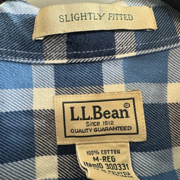 L.L. Bean Navy and White Plaid Shirt - Picture 2 of 3